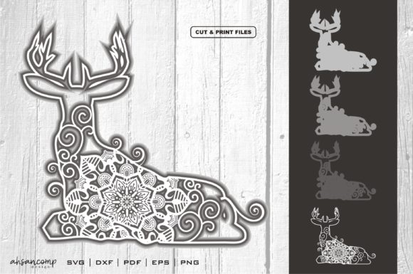 3D Deer Mandala Vector: A Versatile SVG for Local Branding & Shadow Box Design