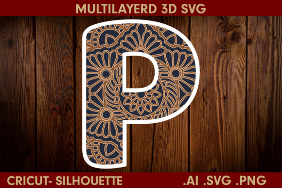 3D Multilayered Letter P Mandala