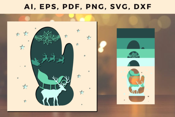 3D SVG Christmas Shadow Box Design for Marketing