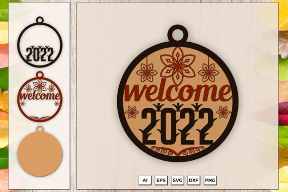 3D Welcome 2022 Layered SVG Cut File: Festive Shapes for Seasonal Branding