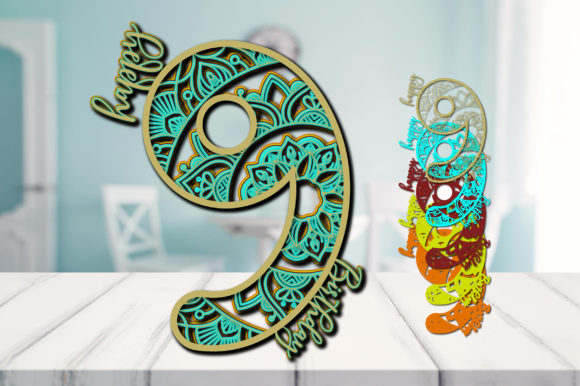 9th Birthday Cake Topper Mandala 3D SVG Shapes Design Review