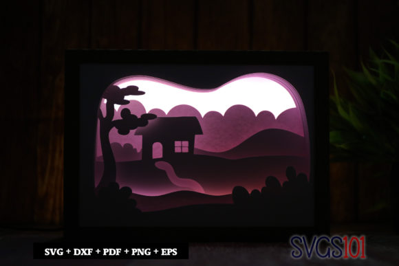 Backyard House LED Light Box Shadow Box: 3D SVG Design for Modern Branding