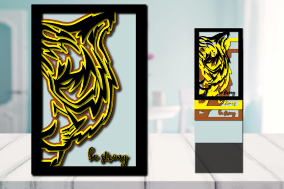 Be Strong Tiger 3D Layered Cut File: Bold Visuals for Dynamic Small Business Branding
