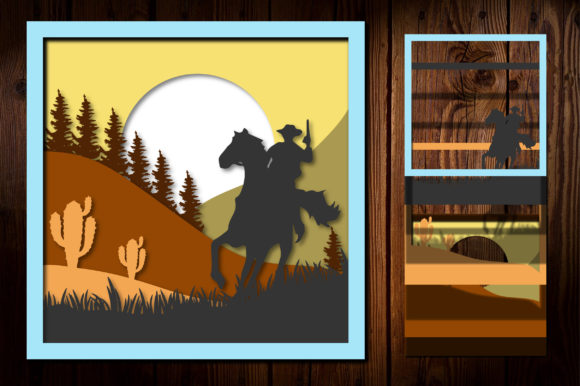 Cowboy Square Paper Cut Light Box 3D: A 3D SVG Shadow Box That Adds Depth to Branding and Visual Campaigns