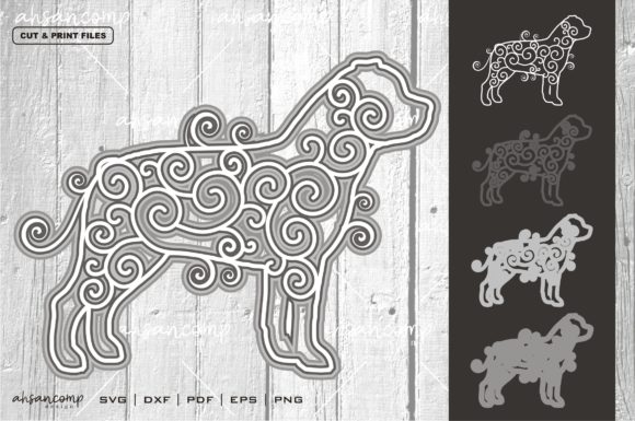 Dog 2 Vector 3D Layered: A 3D SVG Shadow Box for Modern Branding