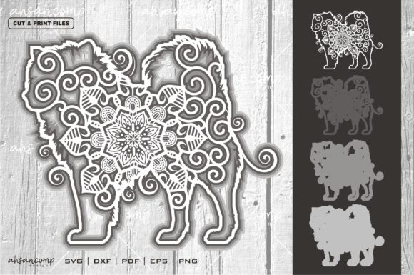 Dog Mandala Vector 2 SVG Multilayer: 3D SVG for Shadow Boxes & Brand Visuals