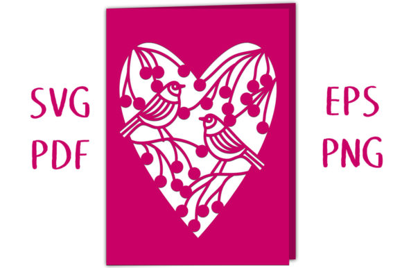 Hedgerow Birds Heart Card SVG Cut File – A Delicate 3D SVG for Heartfelt Design Projects