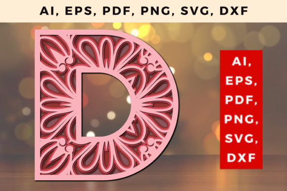 Layered D Letter Mandala SVG: 3D SVG Design for Handmade & Cricut Crafting