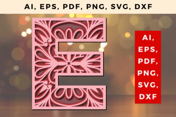 Layered E Letter Mandala SVG: A 3D Design for Creative Sellers