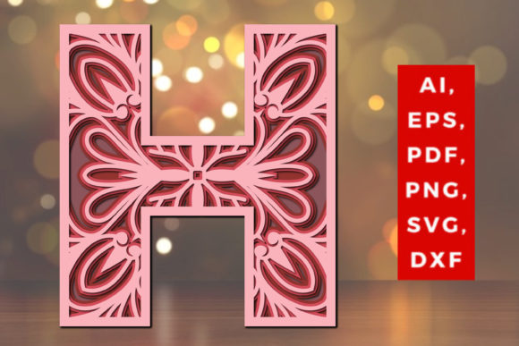 Layered H Letter Mandala SVG: A 3D Design for Crafters & Etsy Sellers