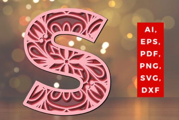 Layered S Letter Mandala 3D SVG for Editorial & Web Design