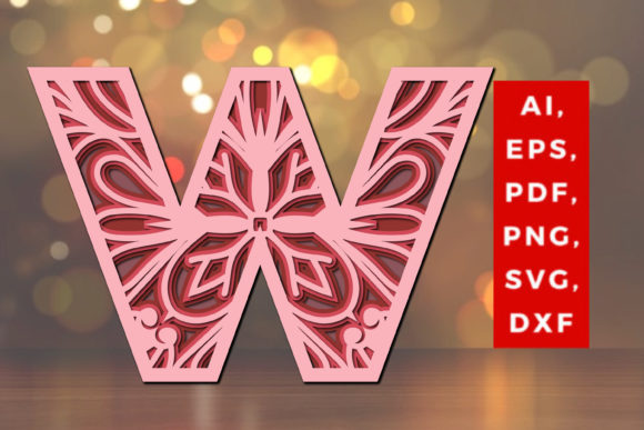 Layered W Letter Mandala 3D SVG for Modern Branding & Marketing