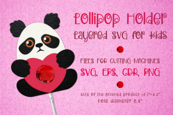 Panda Lollipop Holder Valentines SVG: A 3D Design for Playful Branding and Seasonal Shapes
