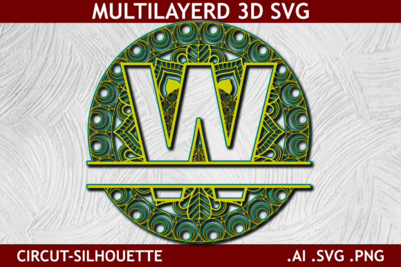 Split Alphabet Layered W Letter Mandala: A 3D SVG Design for Modern Branding and Creative Projects