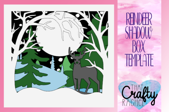Winter Forest with Reindeer Shadow Box